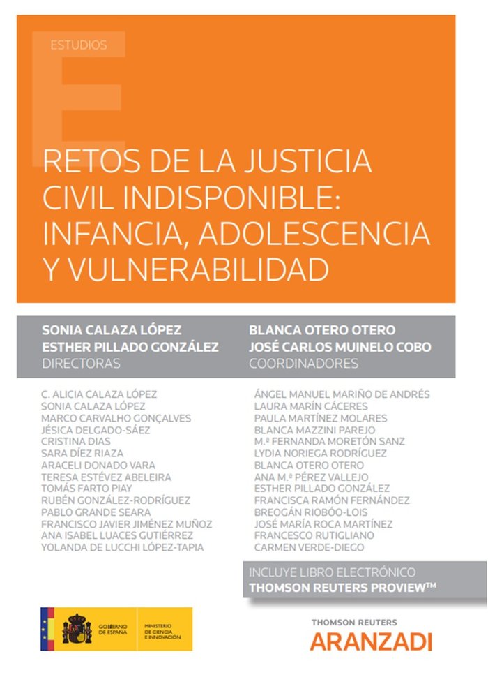 Retos de la justicia civil indisponible: infancia, adolescencia y vulnerabilidad (Papel e-book), de BLANCA OTERO OTERO | port