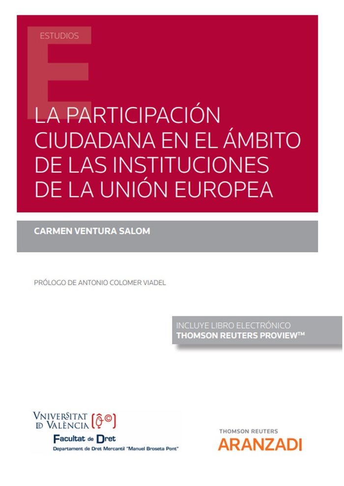 LA PARTICIPACION CIUDADANA EN EL AMBITO DE LAS INSTITUCIONES, de CARMEN VENTURA SALOM | portada del libro