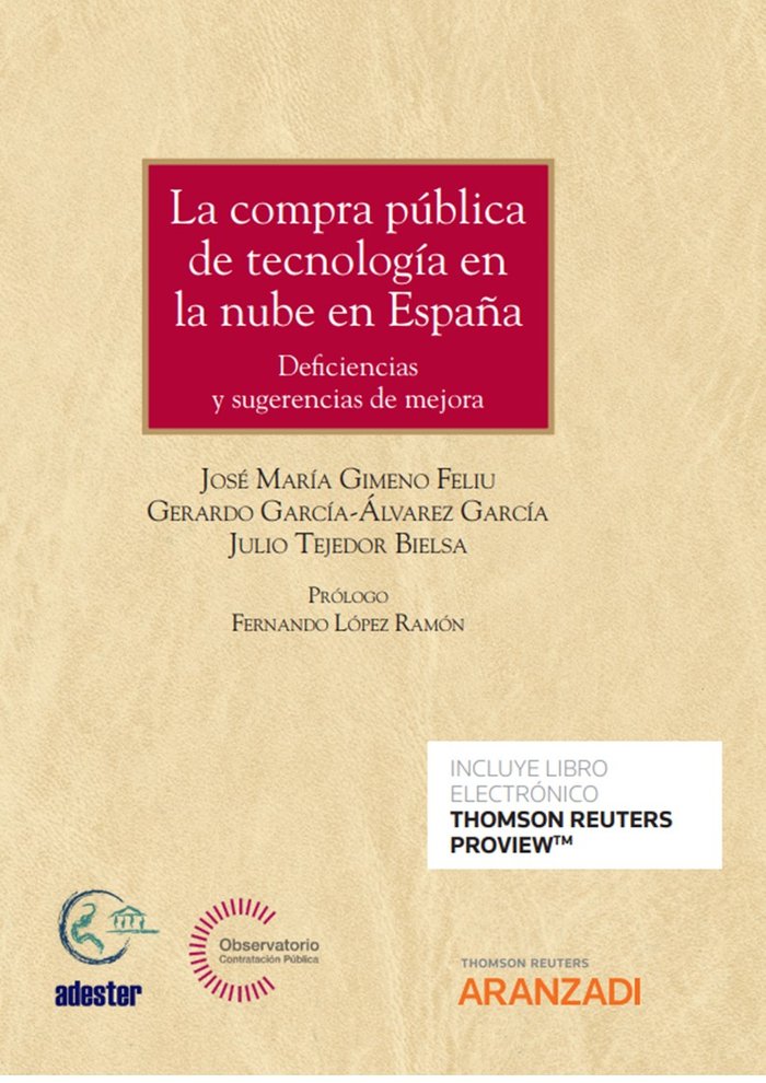 LA COMPRA PUBLICA DE TECNOLOGIA EN LA NUBE EN ESPAÑA, de GERARDO GARCIA-ALVAREZ GARCIA | portada del libro