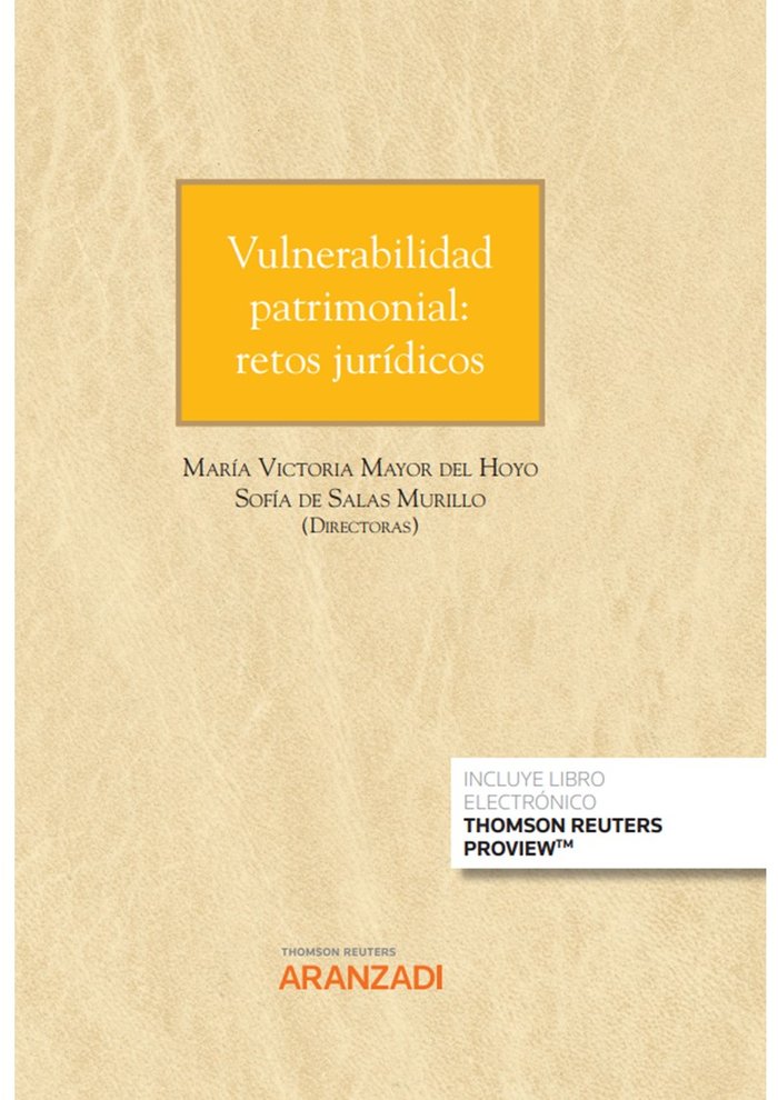 VULNERABILIDAD PATRIMONIAL RETOS JURIDICOS, de MARIA VICTORIA MAYOR DEL HOYO | portada del libro