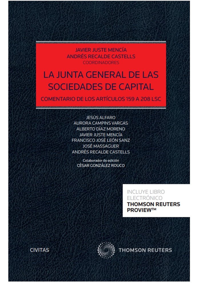 LA JUNTA GENERAL DE SOCIEDADES DE CAPITAL COMENTARIO ARTICU | portada del libro