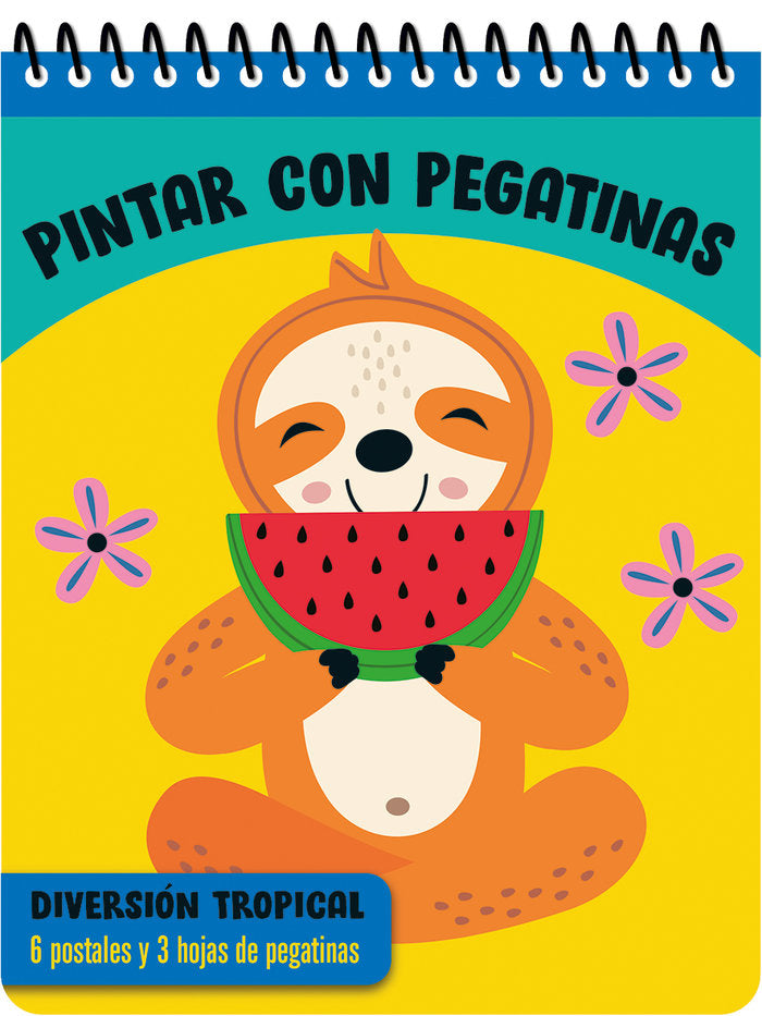 PINTAR CON PEGATINAS: DIVERSION TROPICAL, de VARIOS | portada del libro