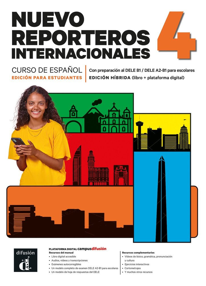 NUEVO REPORTEROS INTERNACIONALES 4 ED. H¡BRIDA. LIBRO DEL ALUMNO, de EQUIPO EDITORIAL, | portada del libro