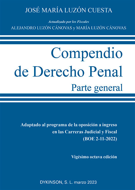 Compendio de Derecho Penal. Parte General, de LUZON CUESTA, JOSE MARIA | portada del libro
