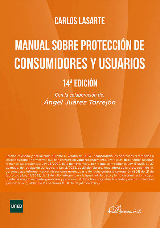 MANUAL SOBRE PROTECCION DE CONSUMIDORES Y USUARIOS, de LASARTE ALVAREZ, CARLOS | portada del libro