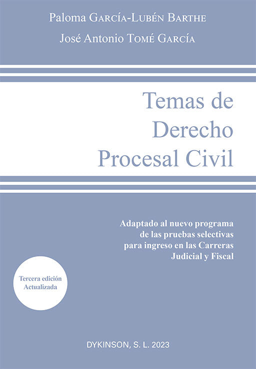 Temas de Derecho Procesal Civil, de GARCIA-LUBEN BARTHE, PALOMA | portada del libro