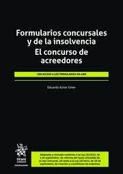 FORMULARIOS CONCURSALES Y DE LA INSOLVENCIA. DERECHO PRECONC, de AZNAR GINER | portada del libro