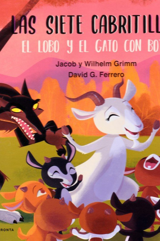 Las siete cabritillas, el lobo y el Gato con Botas, de Grimm, Jacob y Wilhem | portada del libro