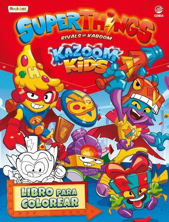 LIBRO PARA COLOREAR SUPERTHINGS KAZOOM KIDS - ESPAÑA | portada del libro