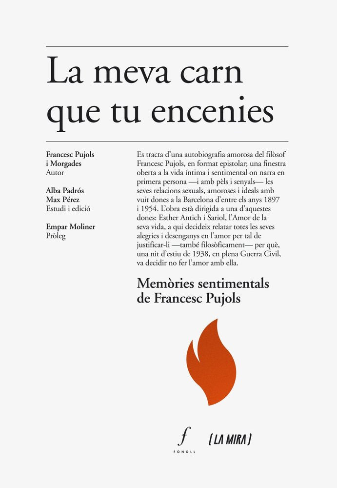 LA MEVA CARN QUE TU ENCENIES, de PUJOLS I MORGADES, FRANCESC | portada del libro