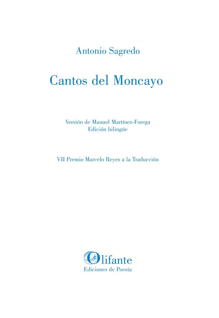 Cantos del Moncayo, de MARTINEZ FOREGA, MANUEL | portada del libro