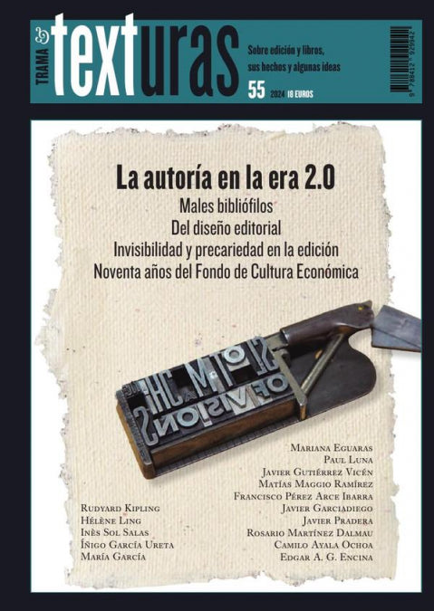 TEXTURAS 55 LA AUTORIA EN LA ERA 2.0, de VARIOS AUTORES | portada del libro