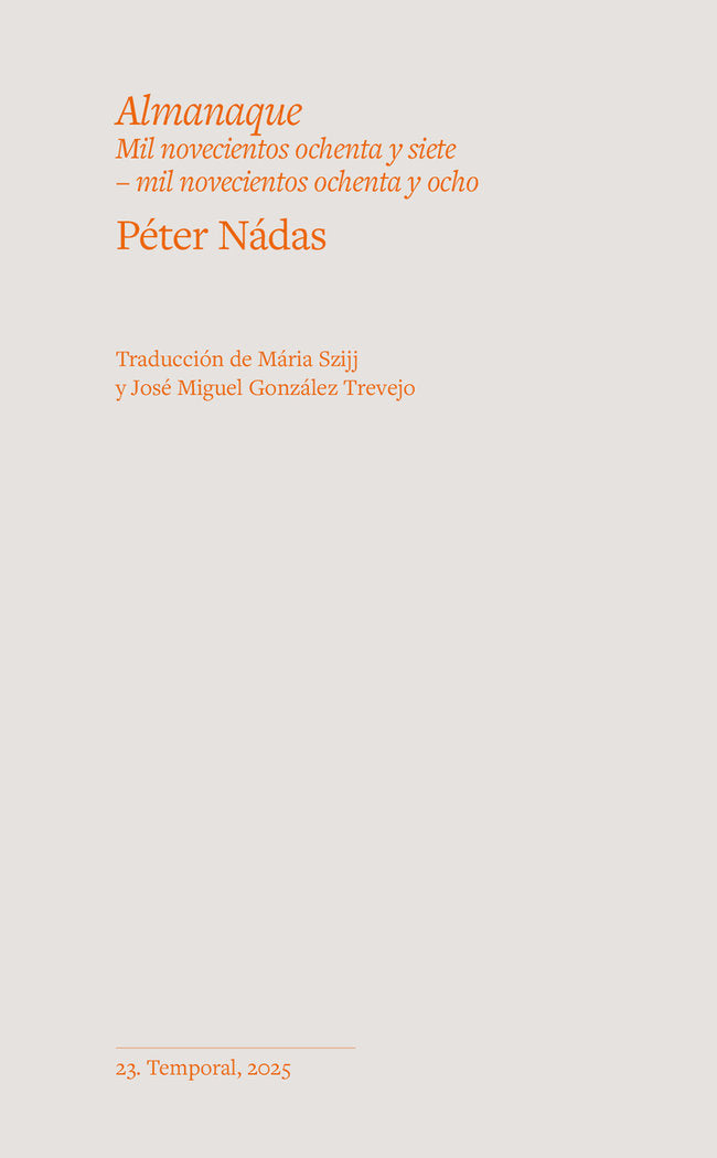 ALMANAQUE, de NADAS, PETER | portada del libro