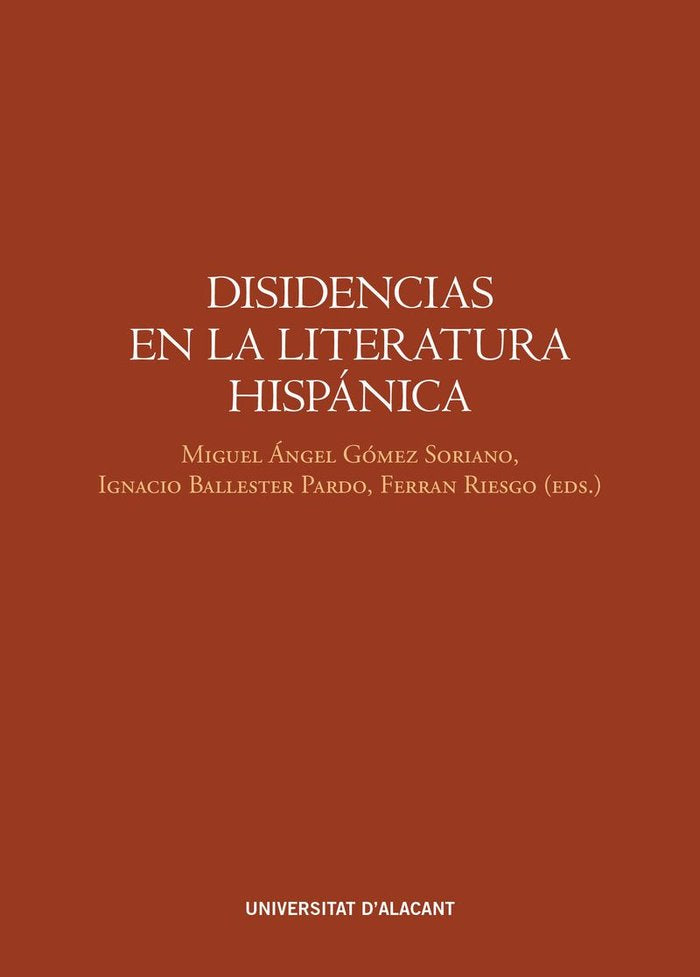DISIDENCIAS EN LA LITERATURA HISPANICA | portada del libro