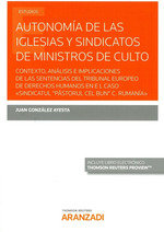 Autonomía de las Iglesias y Sindicatos de Ministros de Culto (Papel + e-book), de Gonzalez Ayesta, Juan | portada del libro