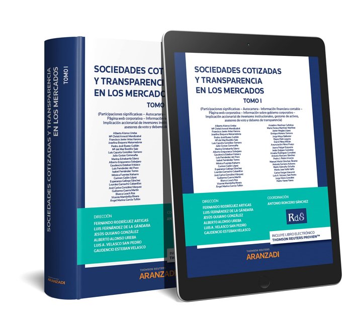 Sociedades cotizadas y transparencia en los mercados. 2 Tomos (Papel + e-book), de Alonso Ureba , Alberto | portada del libro