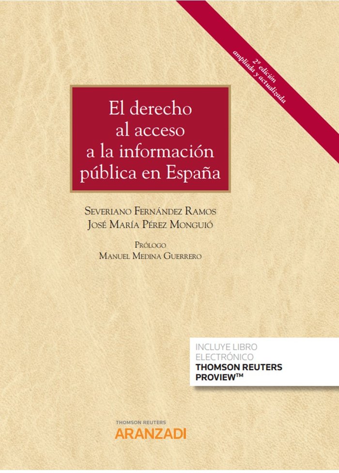 El derecho al acceso a la información pública en España (Papel + e-book), de Fernández Ramos, Severiano | portada del libro
