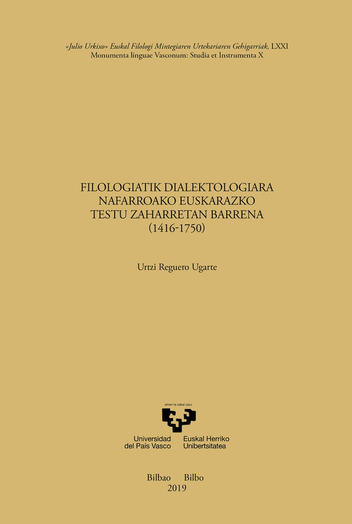 Filologiatik dialektologiara Nafarroako euskarazko testu zaharretan barrena (1416-1750), de Reguero Ugarte, Urtzi | portada d