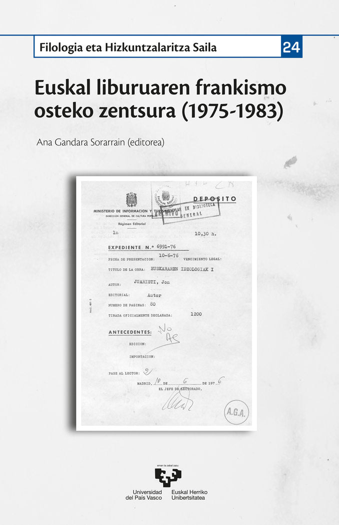 Euskal liburuaren frankismo osteko zentsura (1975-1983) | portada del libro
