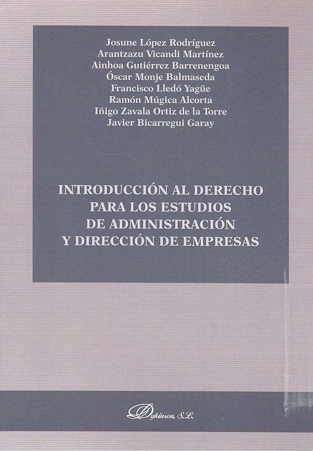 Introducción al derecho para los estudios de administración y dirección de empresas, de López Rodríguez, Josune | portada del