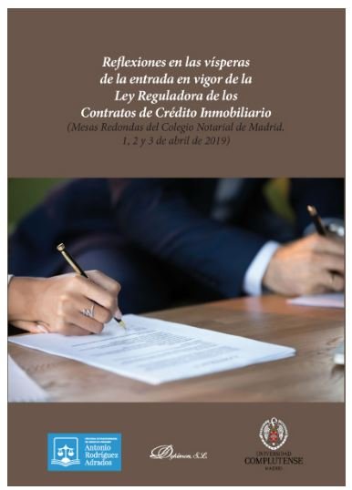 Reflexiones en las vísperas de la entrada en vigor de la Ley Reguladora de los Contratos de Crédito | portada del libro