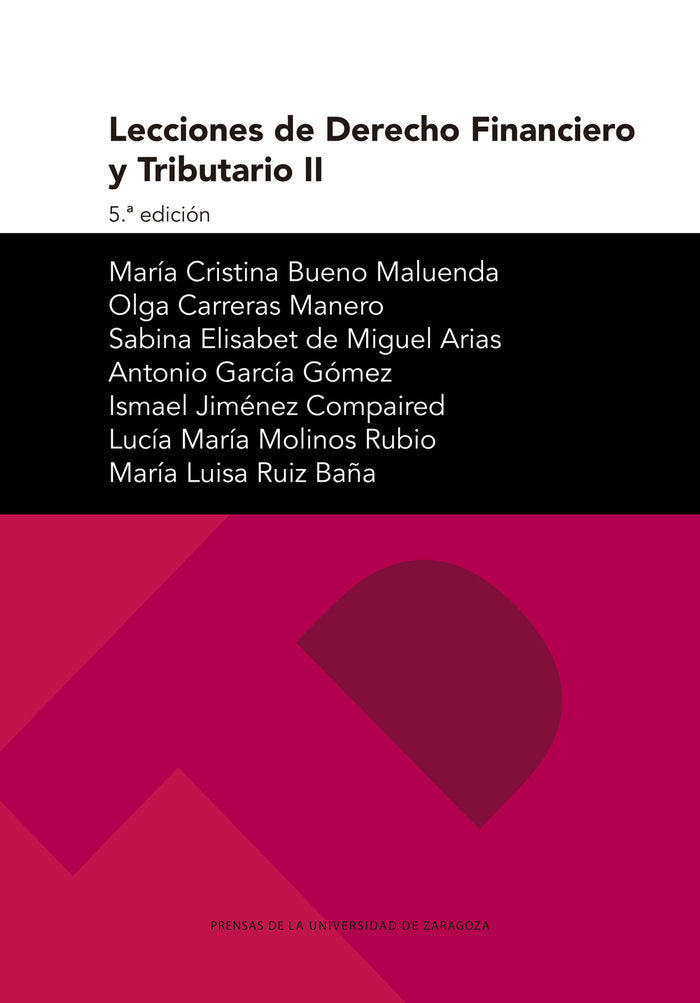 Lecciones de Derecho Financiero y Tributario II, de BUENO MALUENDA, MARIA CRISTINA | portada del libro