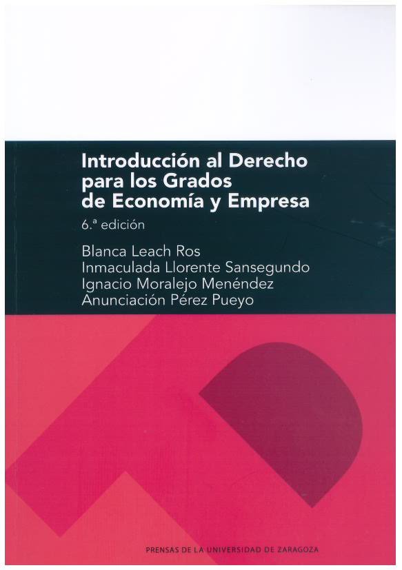 INTRODUCCION AL DERECHO PARA LOS GRADOS DE ECONOMIA Y EMPRESA 6ª EDICION, de VVAA | portada del libro