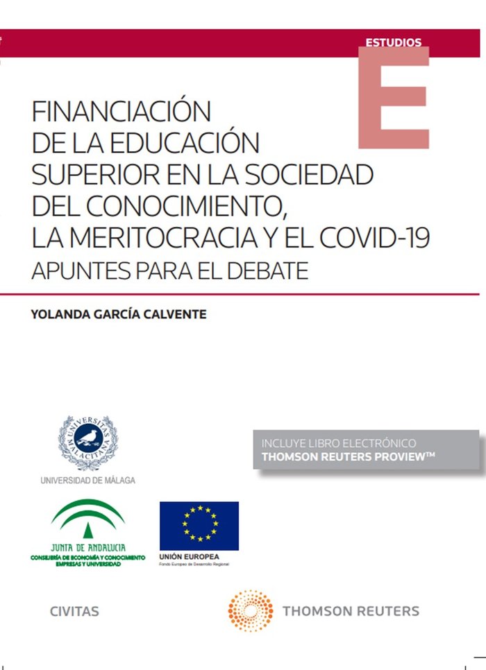 FINANCIACION DE LA EDUCACION SUPERIOR EN LA SOCIEDAD DEL CON, de YOLANDA GARCIA CALVENTE | portada del libro