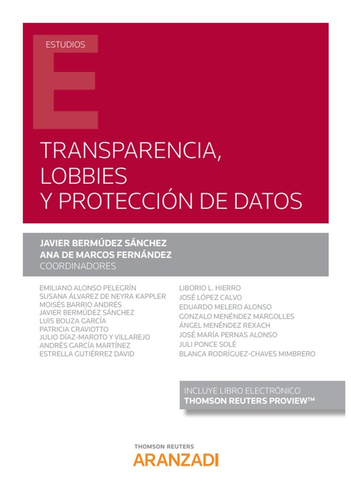 Transparencia, lobbies y protección de datos (Papel + e-book), de Bermúdez Sánchez | portada del libro