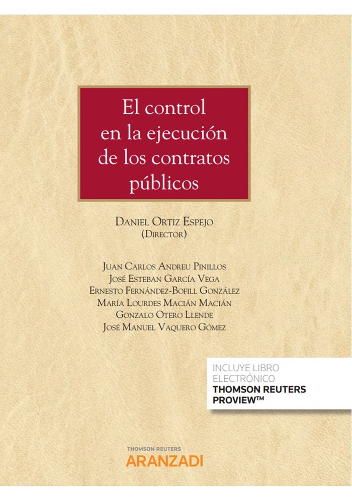 EL CONTROL EN LA EJECUCION DE LOS CONTRATOS PUBLICOS, de DANIEL ORTIZ ESPEJO | portada del libro