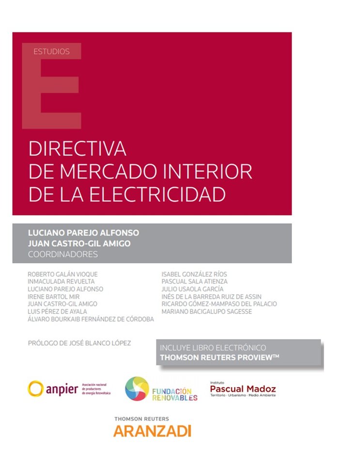 Directiva de mercado interior de la electricidad (Papel + e-book), de Castro-Gil Amigo, Juan | portada del libro