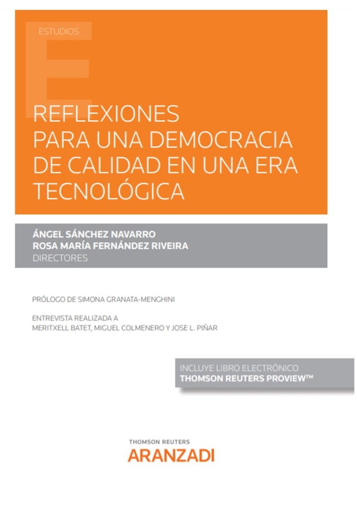 REFLEXIONES PARA UNA DEMOCRACIA DE CALIDAD EN UNA ERA TECNOL | portada del libro