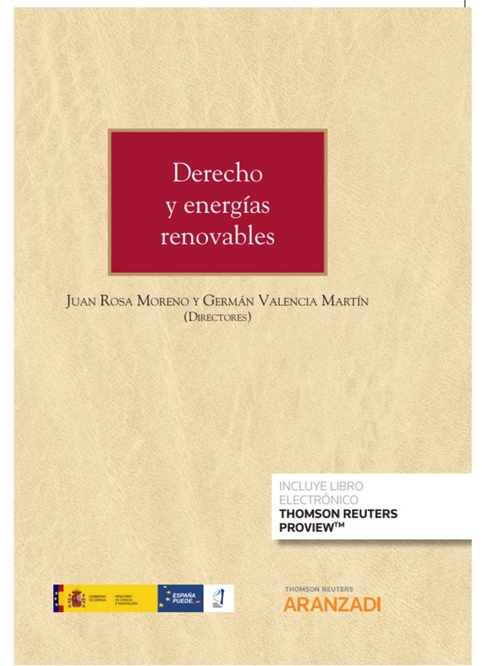 DERECHO Y ENERGIAS RENOVABLES, de GERMAN VALENCIA MARTIN | portada del libro