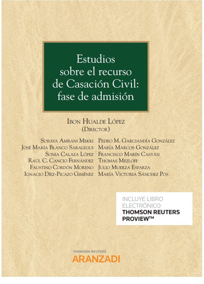 Estudios sobre el recurso de Casación Civil: fase de admisión (Papel + e-book), de Hualde López, Ibon | portada del libro