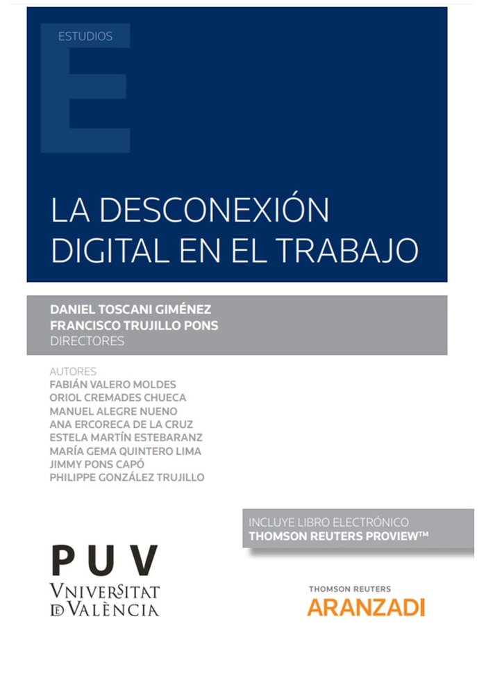 La desconexión digital en el trabajo (Papel + e-book), de Toscani Giménez, Daniel | portada del libro