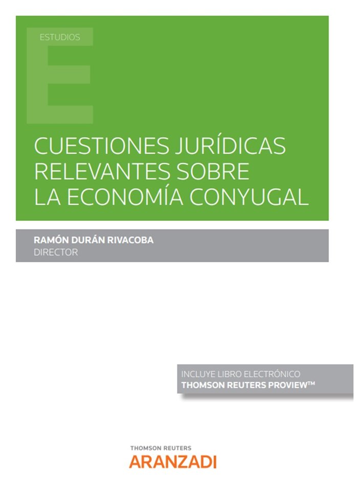 CUESTIONES JURIDICAS RELEVANTES SOBRE LA ECONOMIA CONYUGAL, de RAMON DURAN RIVACOBA | portada del libro
