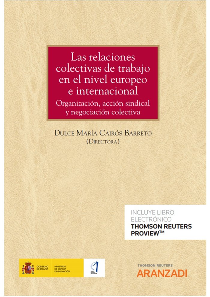 RELACIONES COLECTIVAS TRABAJO NIVEL EUROPEO E INTERNACIONAL | portada del libro