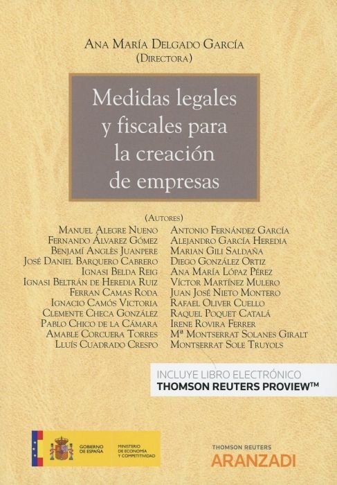 Medidas legales y fiscales para la creación de empresas (Papel + e-book), de Delgado García | portada del libro