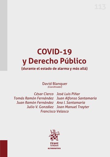 COVID-19 y Derecho Público (durante el estado de alarma y más allá), de BLANQUER | portada del libro