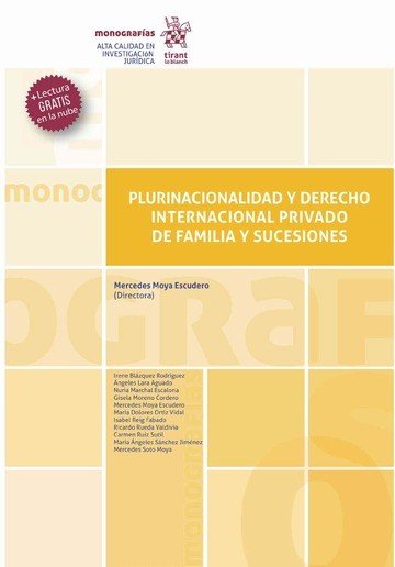 Plurinacionalidad y derecho internacional privado de familia y sucesiones, de MORENO CORDERO | portada del libro