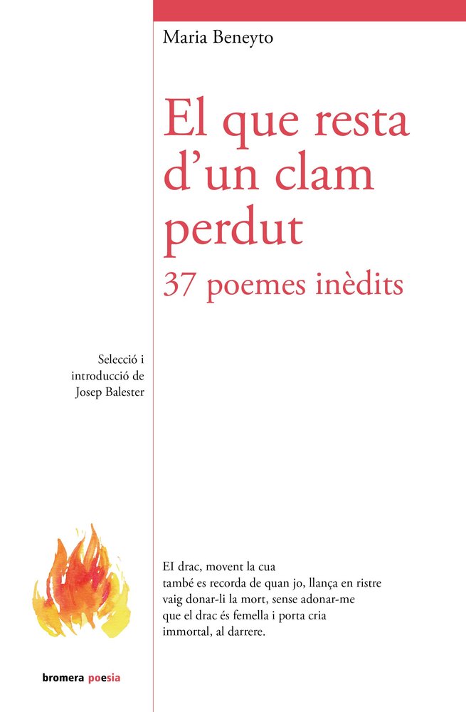 El que resta d'un clam perdut 37 poemes inedits, de Maria Beneyto | portada del libro