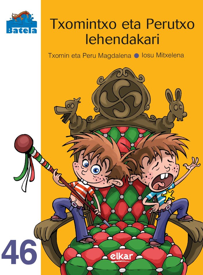 Txomintxo eta Perutxo lehendakari, de Magdalena Arriaga, Txomin eta Peru | portada del libro