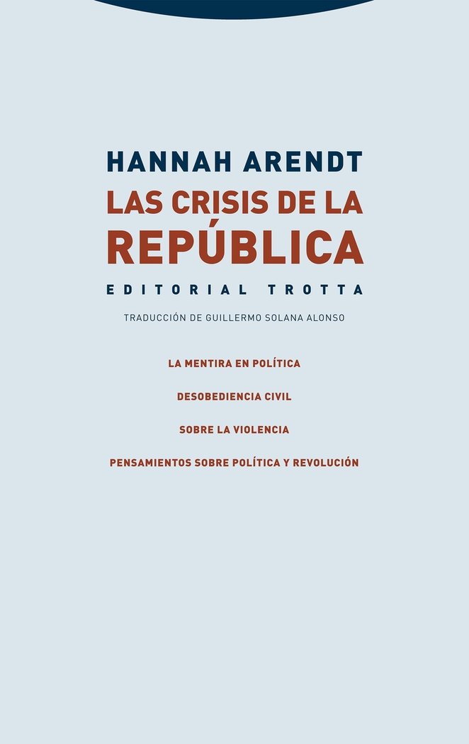 CRISIS DE LA REPUBLICA,LAS, de ARENDT | portada del libro