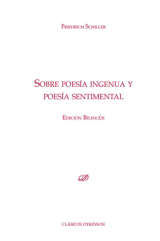 SOBRE POESIA INGENUA Y POESIA SENTIMENTAL, de SCHILLER, FRIEDRICH | portada del libro
