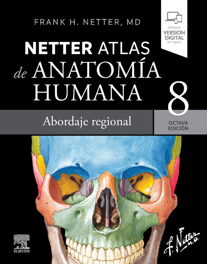 NETTER ATLAS DE ANATOMIA HUMANA ABORDAJE REGIONAL 8ª ED, de NETTER | portada del libro