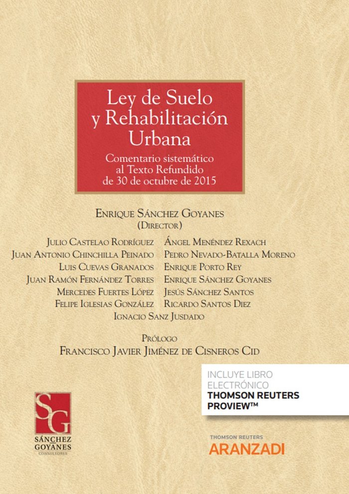 LEY DEL SUELO Y REHABILITACION URBANA, de ENRIQUE SANCHEZ GOYANES | portada del libro