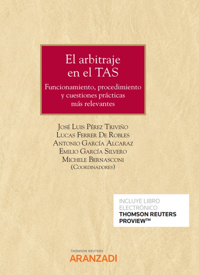 Arbitraje en el TAS, El, de JOSE LUIS PEREZ TRIVIÑO | portada del libro