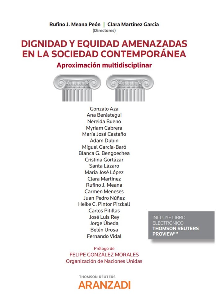 DIGNIDAD Y EQUIDAD AMENAZADAS EN LA SOCIEDAD CONTEMPORANEA, de CLARA MARTINEZ GARCIA | portada del libro