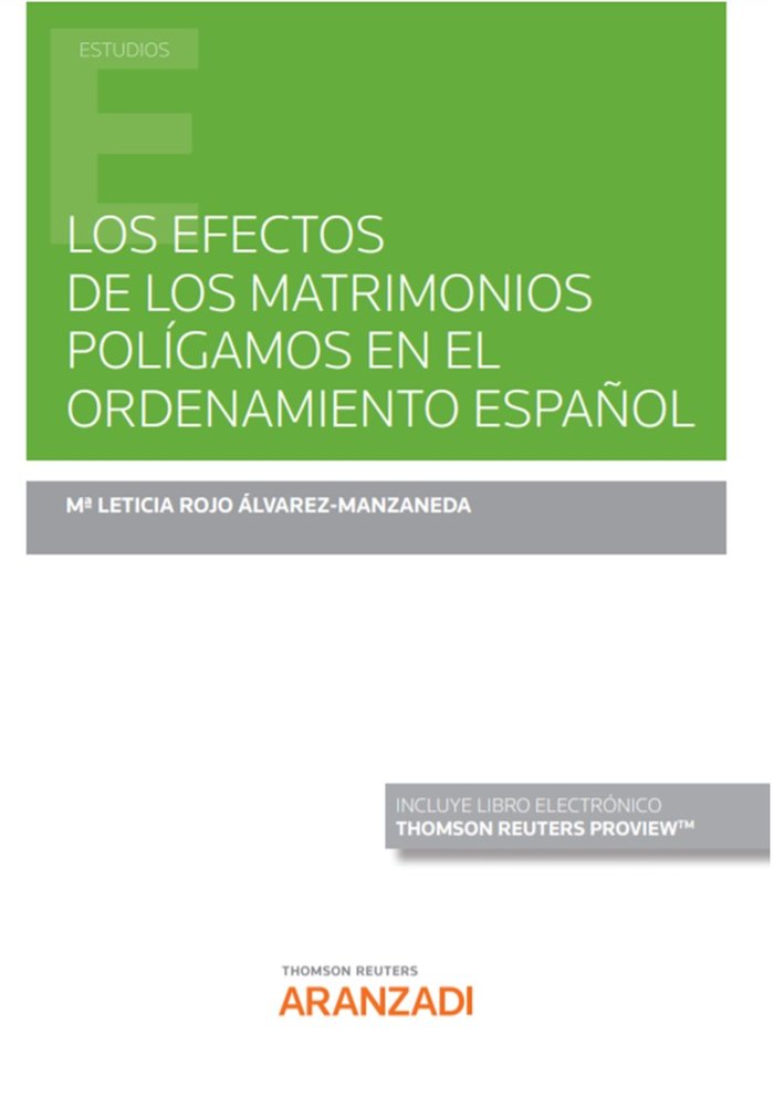 EFECTOS DE LOS MATRIMONIOS POLIGAMOS EN EL ORDENAMIENTO ESPA | portada del libro