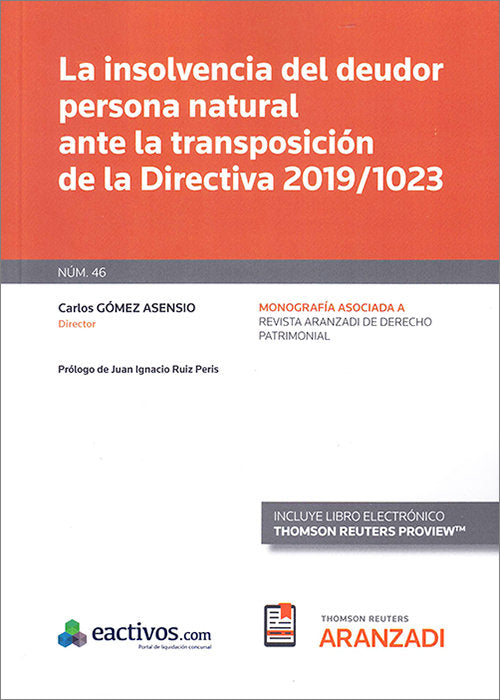 INSOLVENCIA DEL DEUDOR PERSONA NATURAL ANTE TRANSPOSICION, de CARLOS GOMEZ ASENSIO | portada del libro